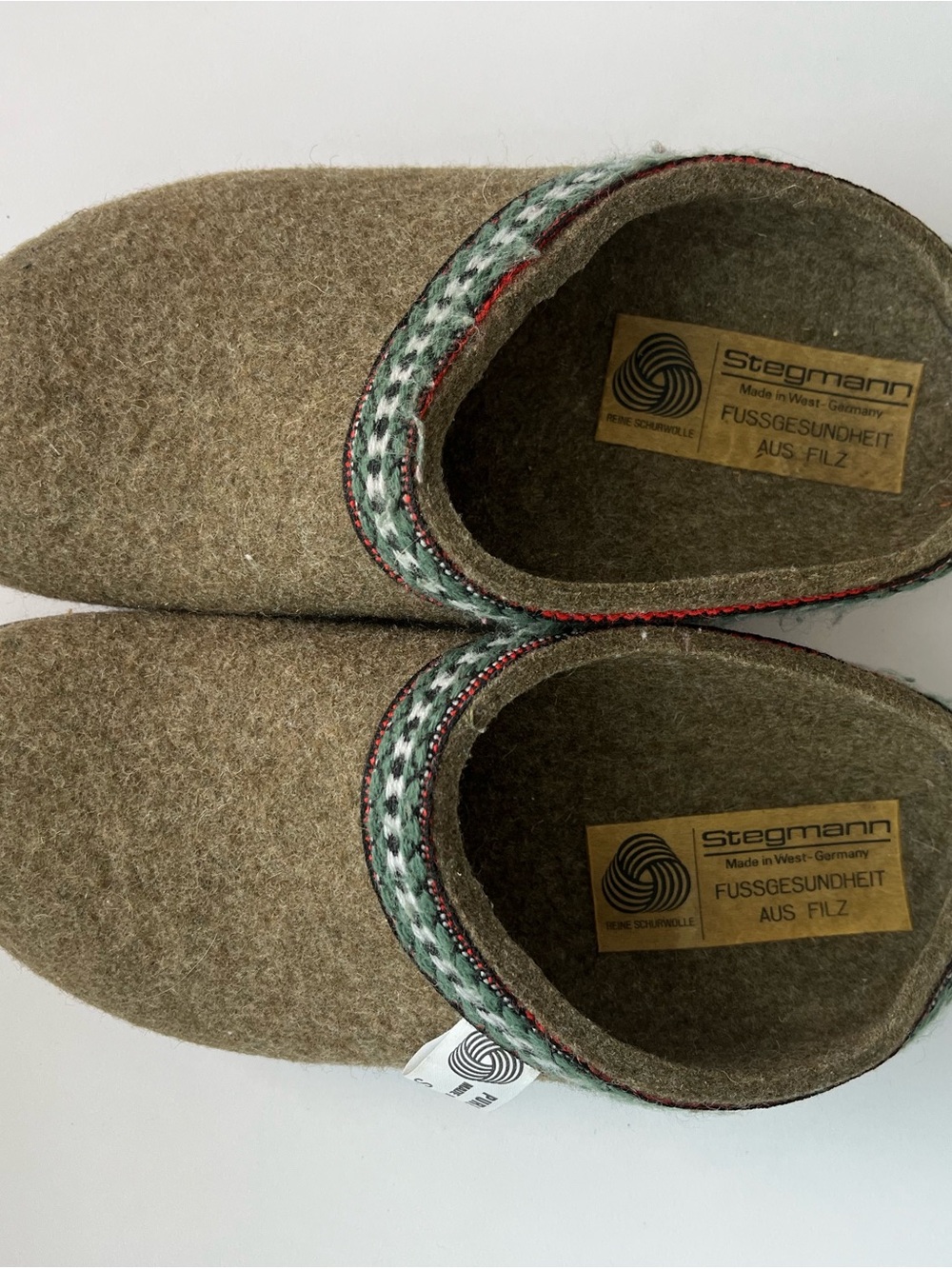 Vintage Stegmann 100% Wool Olive Felt Slip-On Mules